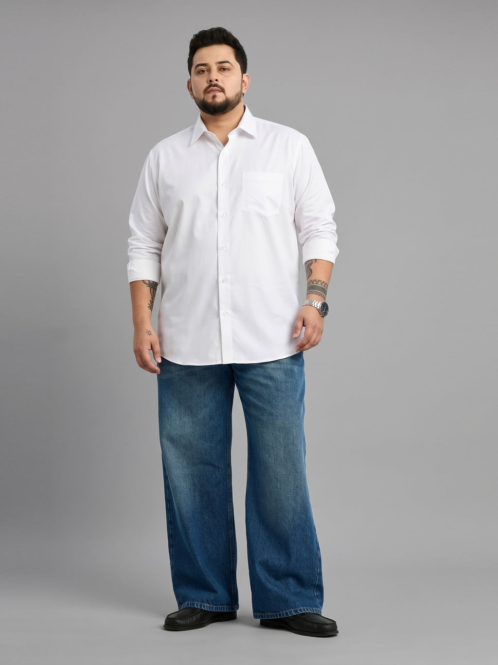 Dynique Bharat Plus Size Premium Formal Shirt | Men’s Full Sleeve Smart Fit Office & Business Wear