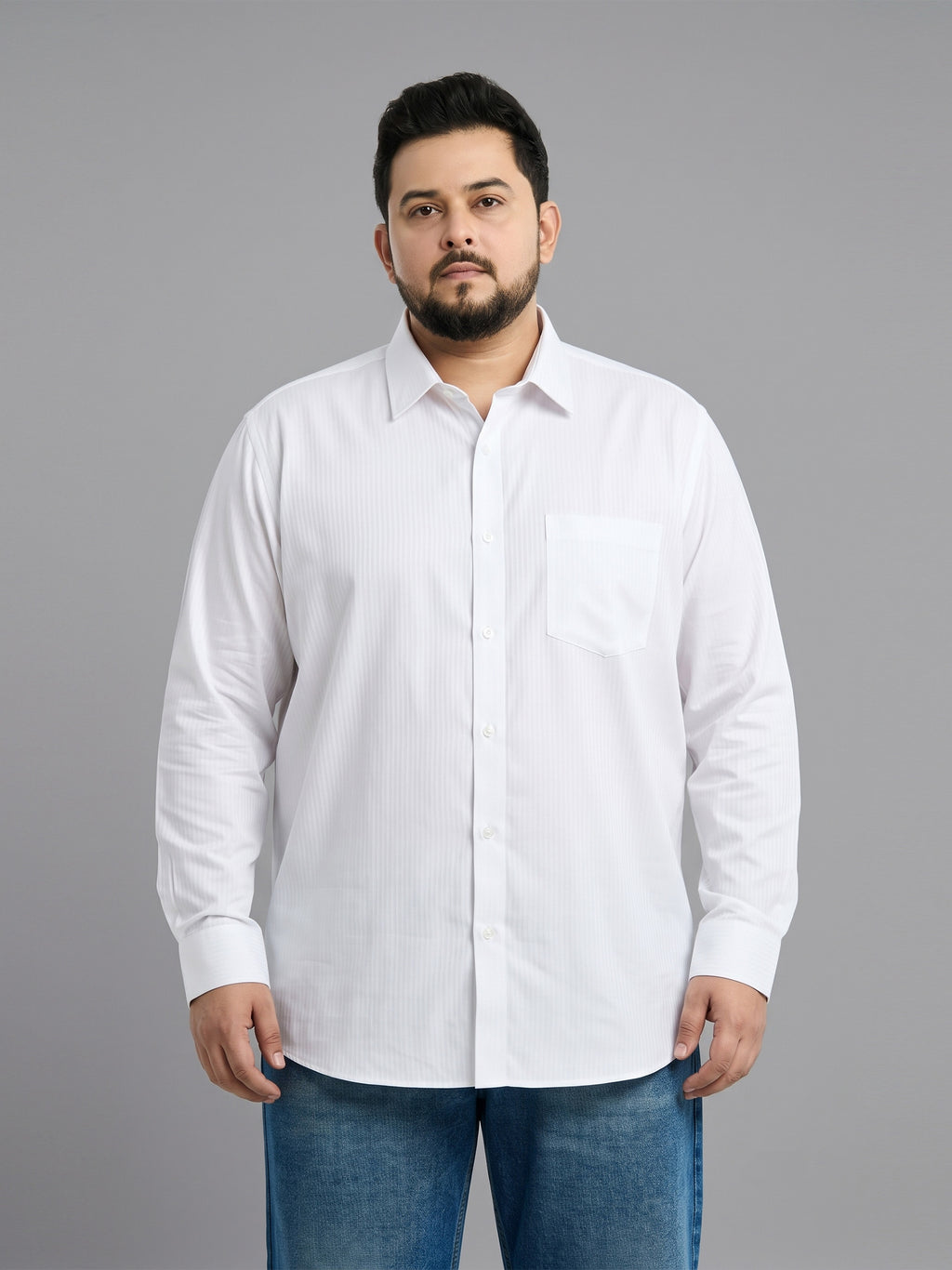 Dynique Bharat Plus Size Premium Formal Shirt | Men’s Full Sleeve Smart Fit Office & Business Wear
