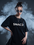 DYNQ Women's SNACC Graphic Oversized T-Shirt – Black