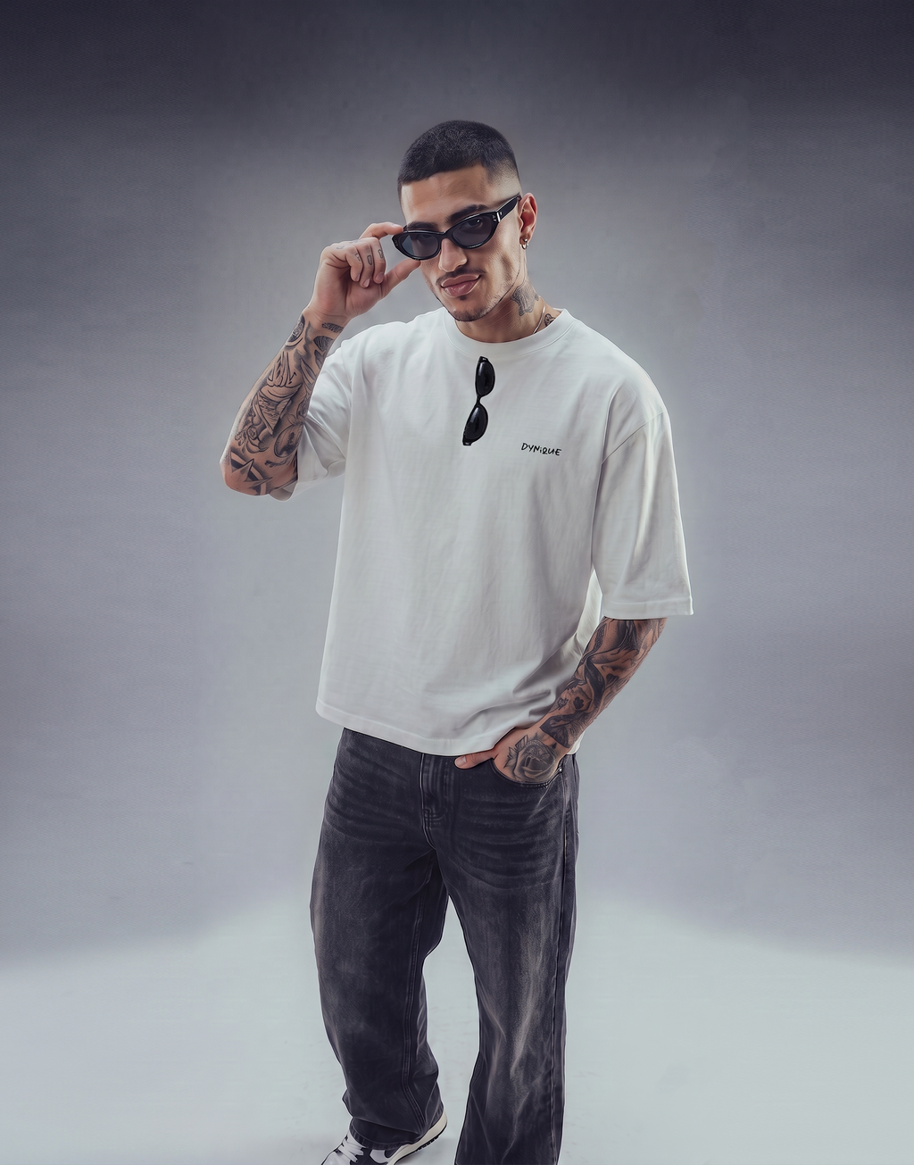 DYNQ Goggles: Too Cool to Care | Men's Oversized Graphic T-Shirt