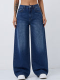 DYNQ Women's Wide Leg Jeans – High Rise Blue Denim
